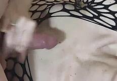 wife rides cock in fishnets