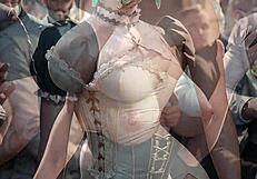 AI Generated Busty Lady Strips Victorian Dress