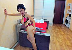 These naked pictures show Myla Angel, a glamour model and Filipina adult star best known for her high heels, stockings and black lingerie sex videos selfies while playing with a dildo