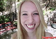 amateur teen tugging and sucking cock outdoors with neighbors