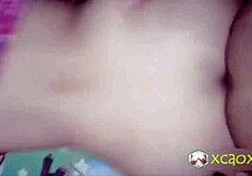 Fucking wife bent over in doggystyle, cumming on condom with intense pleasure