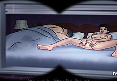 Peeping naked people through binoculars in Summertime Saga