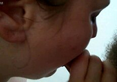 European bbw surprises with deepthroat skills on hairy cock