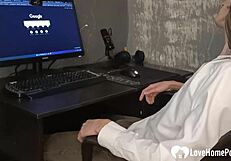 Distracting My Man from Work with a Sloppy Suck... Ugh!