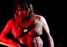 Bondage costume and flogging video for Halloween of George Vondoom and Mistress Stacey Daniels