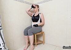 Does busty milf Sara Jay crave dildo fucking after her workout?