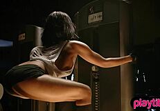 The best fitness involves bare ebony teen babes with natural tits