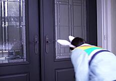 Brunette lesbian uses toys for wet scissoring orgasm