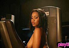 The best fitness involves bare ebony teen babes with natural tits