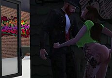 outside the club, dancing at night