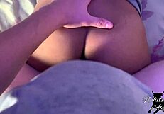 Giant White Cock Stretches Tight Ebony Pussy Bent Over