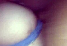 Horny white slut masturbates big cock