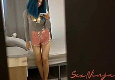 Step-sister spots me in the closet during hide and seek.