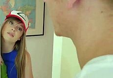 cosplaying teen 18+ gives blowjob while fucking