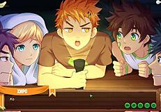 Game friends at camp: Keitaro sneaks a quick jerk-off session in the shower with Russian voice.