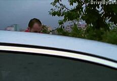 Watch Her Face Get Covered In Cum Through The Car Window During Public Gangbang Orgy!