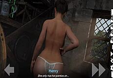 perverted waitress shows big tits and ass!