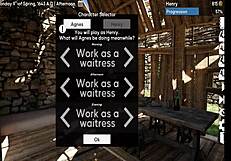 perverted waitress shows big tits and ass!