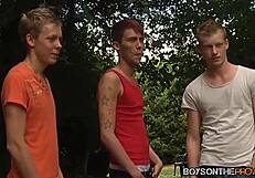 muscle dan jenkins gets his ass drilled by twinks in outdoor foursome