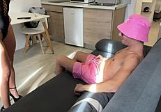 I drove my son's friend crazy with blowjob, cowgirl riding, and monster cock before pool party.