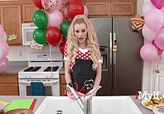 Why does the cooking show host offer her big tits for a free rimjob in the kitchen?