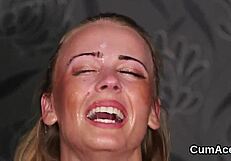 spicy beauty gets cumshot on face