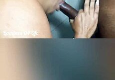 brunette with big ass gives oral and gets cumshot