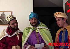 Wise men punish misbehaved girl with anal and blowjob!