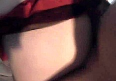 She moans as he bends her over for doggystyle, tight pussy creampie with monster cock