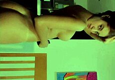 Cute teen 18+ performs striptease undressing slowly