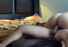 Young 18+ couple with shaved pussy and big cock cumming inside