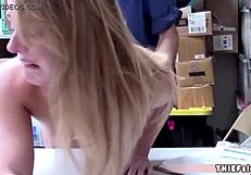 Pretty Blonde Shoplifter Pays with Pussy