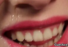 Unusual Centerfold Receives Massive Sperm Load on Face, Swallowing Every Drop of Jizm