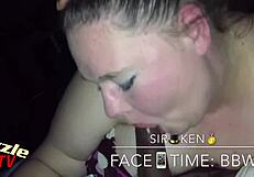White bbw's sloppy blowjob with interracial passion