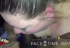 White bbw's sloppy blowjob with interracial passion