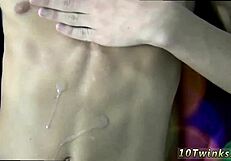 Gay twinks give hand jobs bareback at school.