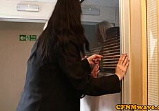 British Doms Tugging Sub in Wild Breakroom Group Session