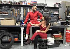 aurora dives into a bold threesome with two men, her big tits bouncing