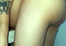 sexy latina couple licks tits and gets creampie cumshot