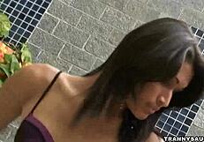 watch this brazilian shemale tug her hard cock?