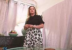 Stepmom gives a steamy sex lesson at home.
