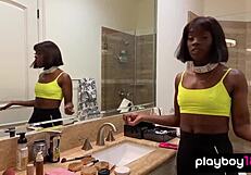 i'm a bombastic ebony goddess in slutty lingerie fingering my dark pussy