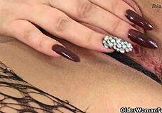 British Milf Louise Bassett's Pussy Gets Detailed Fingering in Nylon Leggings and Pantyhose.