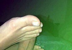 Does this beautiful wife's cute feet give an amazing footjob?