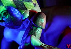 Masked Adult Bites Penis Head And Foreskin During Blowjob, Leading To Cum In Mouth