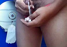 Masturbating with cousin's thong feels so good