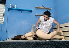 Wow, pulling a skirt off this realistic sexdoll is tough!