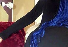 The ebony beauty enjoys some fun in bed with panties and thong.