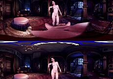 Curly Haired Babe Lacy Channing Bent Over for Bold Doggy Blowjob and Cumshot