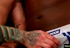 Black stud takes a raw fuck in the ass while in doggy style
